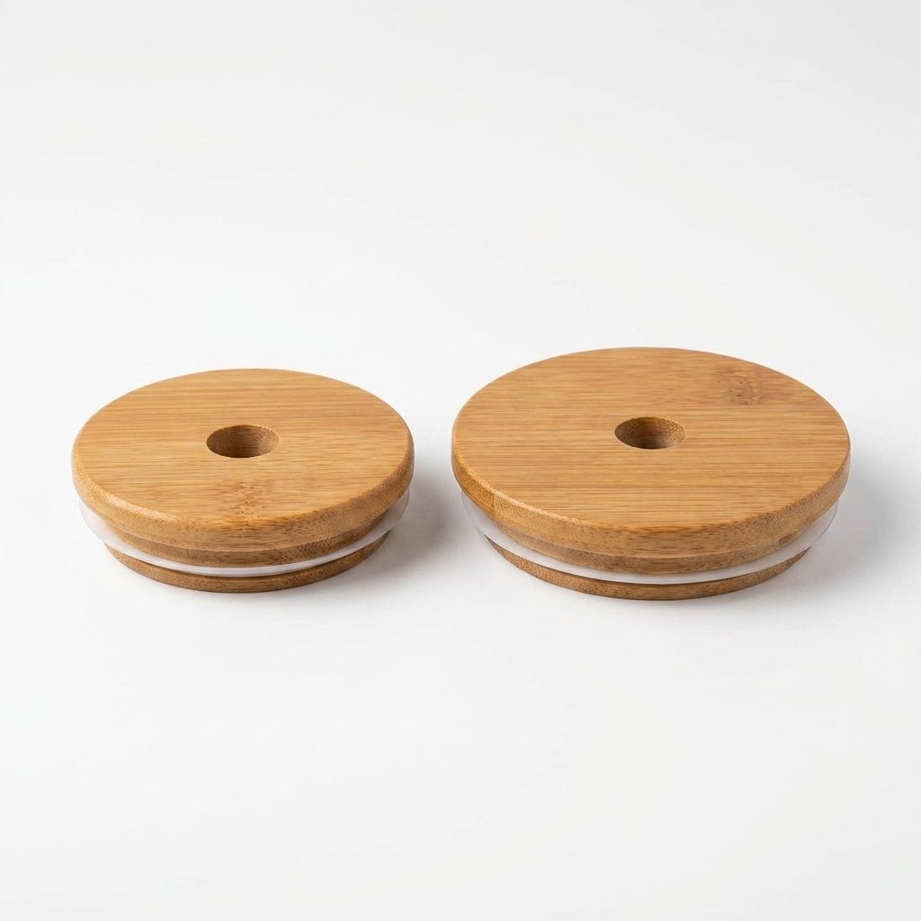 Bamboo Mason Jar Lid | Straw Hole - Bamboo Switch