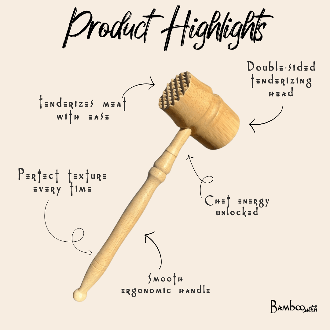 Bamboo Meat Hammer/Tenderizer - Bamboo Switch