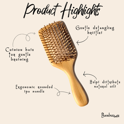 Bamboo Paddle Hair Brush | Comfort Handle - Bamboo Switch