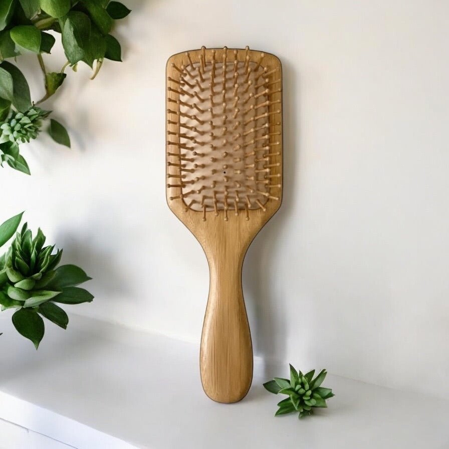 sustainable, zero waste, earth - friendly, plastic - free Bamboo Paddle Spa Hairbrush | Square - Bamboo Switch