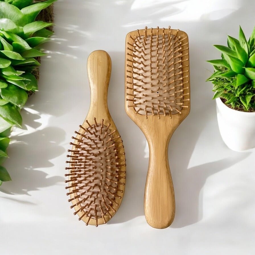 sustainable, zero waste, earth - friendly, plastic - free Bamboo Paddle Spa Hairbrush | Square - Bamboo Switch