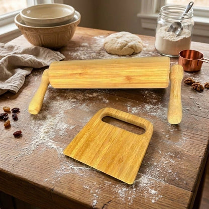 Bamboo Rolling Pin and Dough Scraper - Bamboo Switch