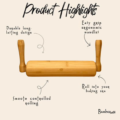 Bamboo Rolling Pin with Handles - Bamboo Switch
