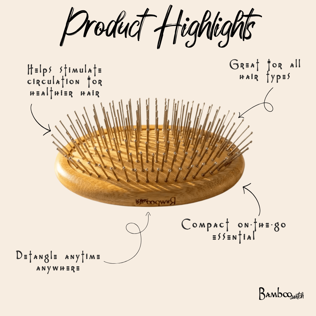 Bamboo Switch Round Hair Brush - Thumbnail 4