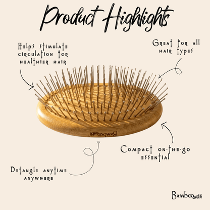 Bamboo Round Hair Brush | Wired Bristles - Bamboo Switch