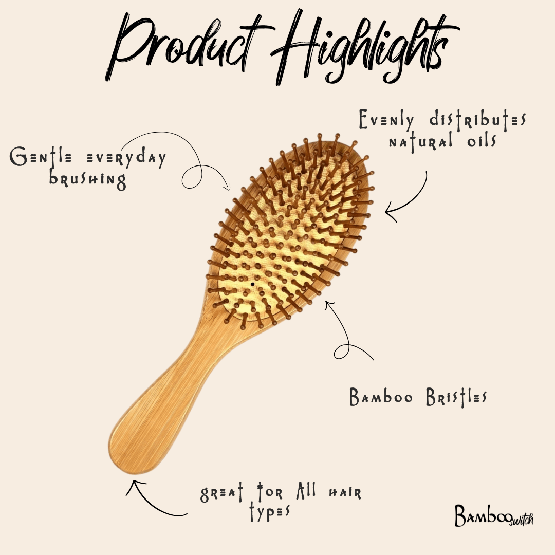 Bamboo Rounded Hair Brush | Classic Handle - Bamboo Switch