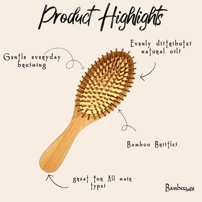 Bamboo Rounded Hair Brush | Classic Handle - Bamboo Switch