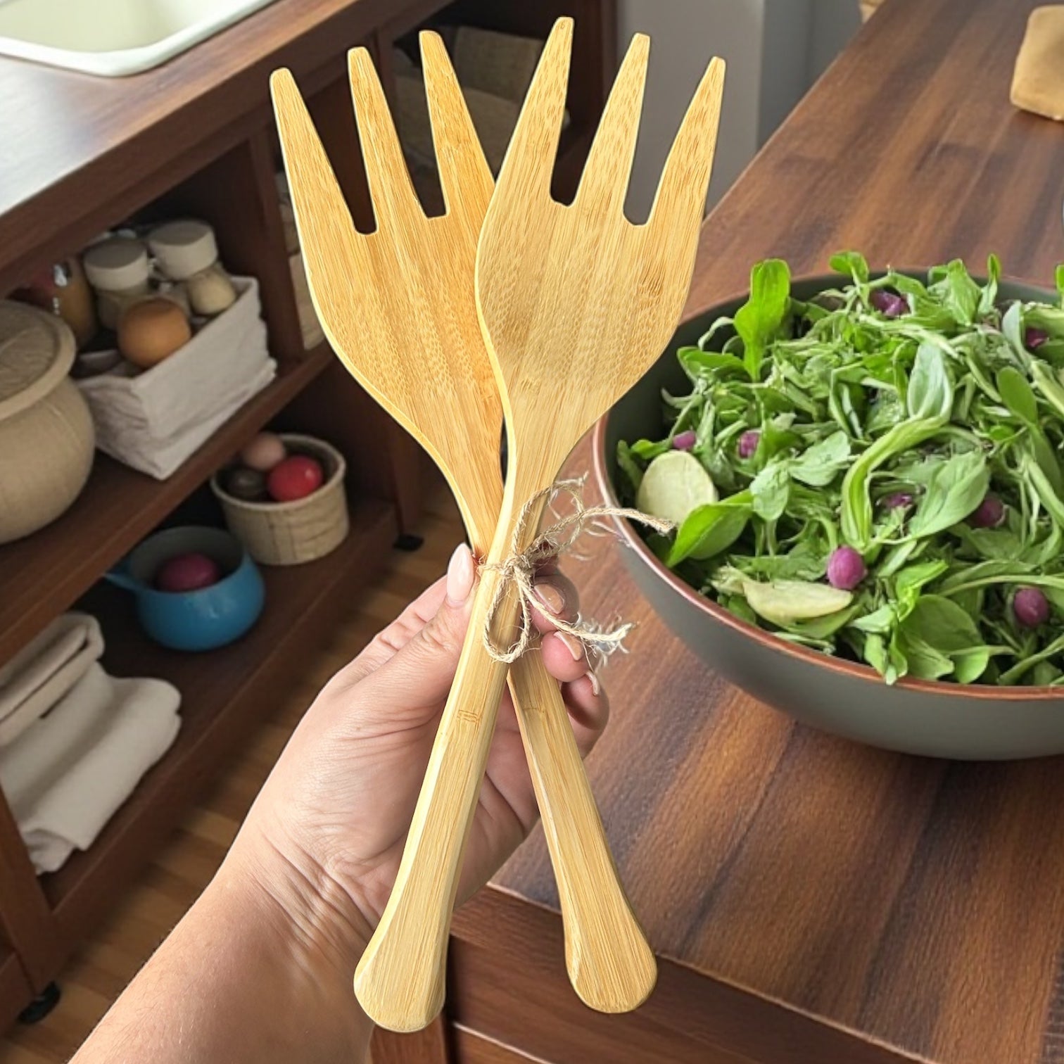 Bamboo Salad Serving Forks (Set of 2) - Bamboo Switch