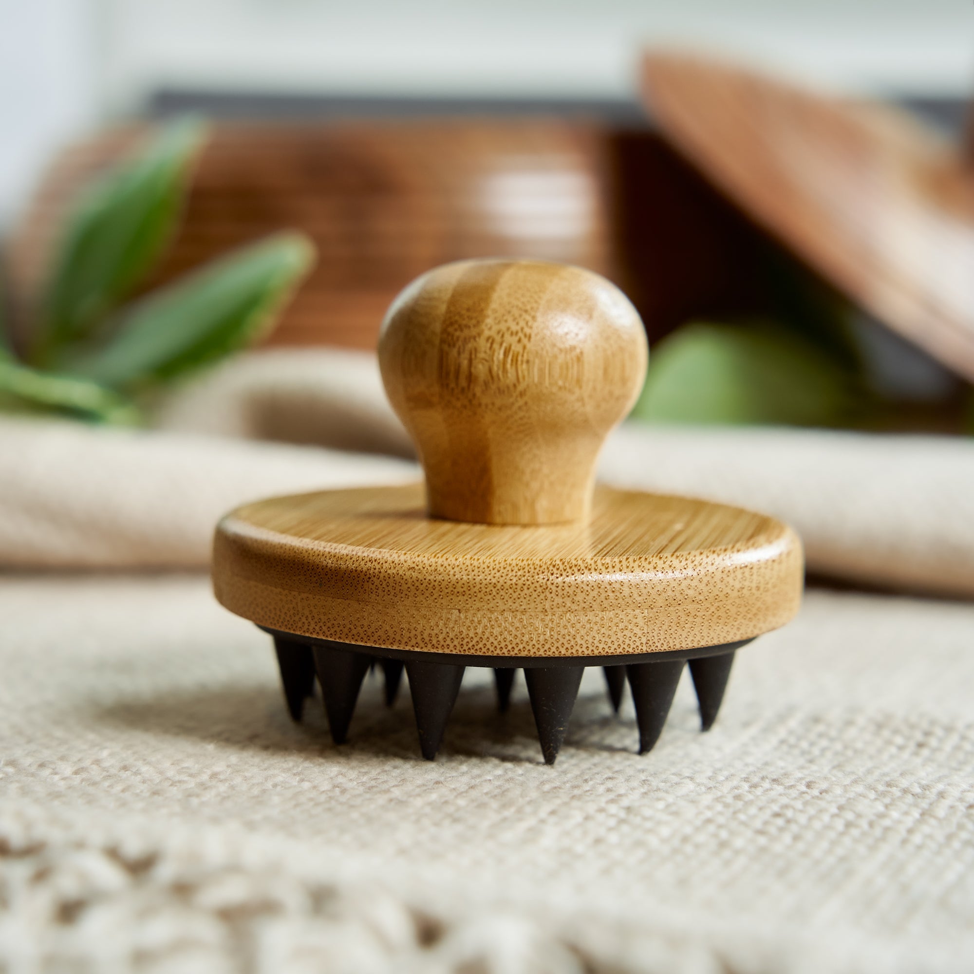 Bamboo & Silicone Scalp Massage Brush - Bamboo Switch