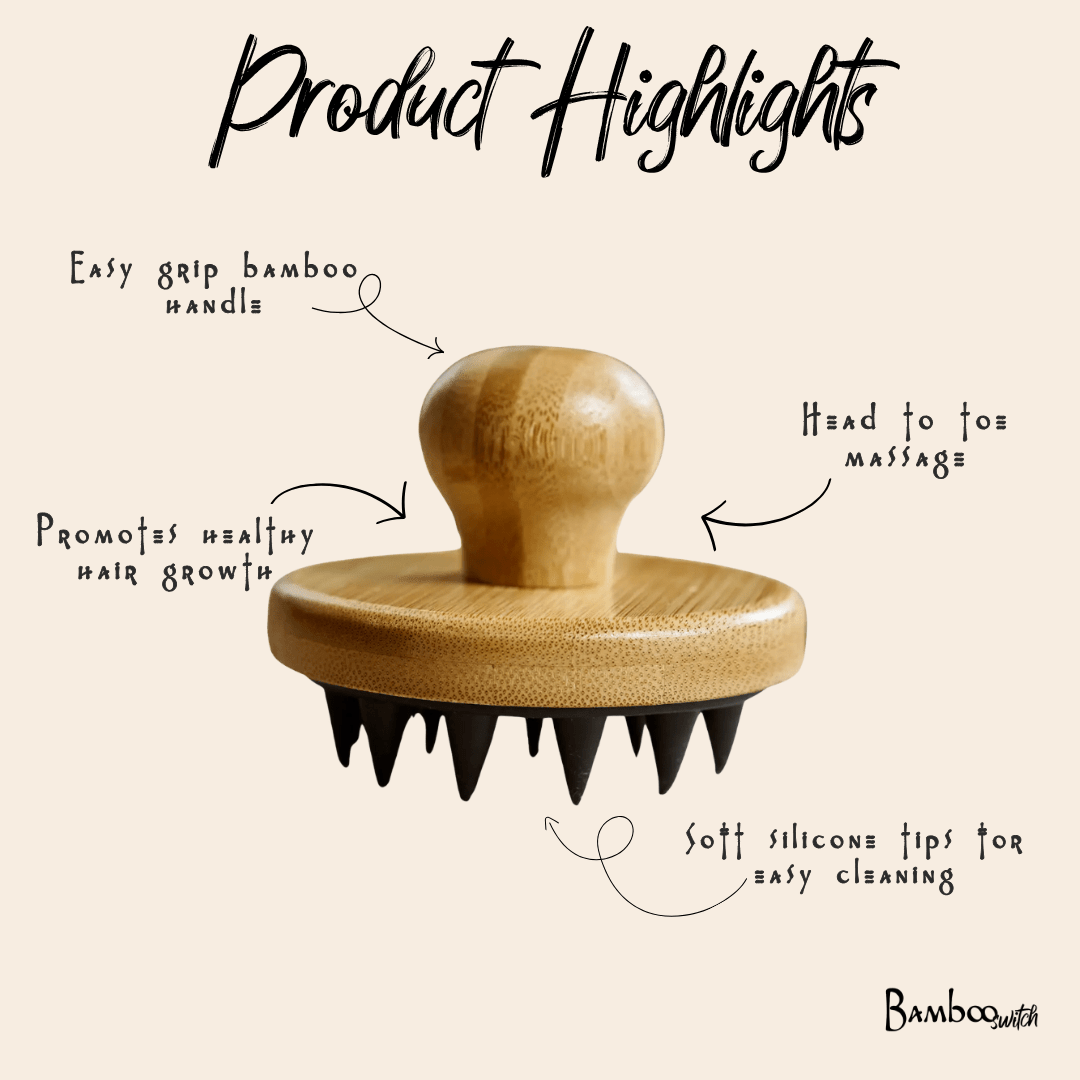 Bamboo & Silicone Scalp Massage Brush - Bamboo Switch