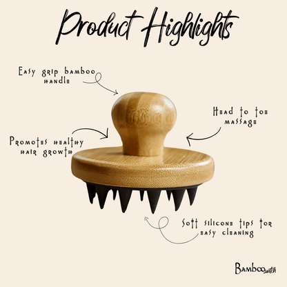 Bamboo & Silicone Scalp Massage Brush - Bamboo Switch