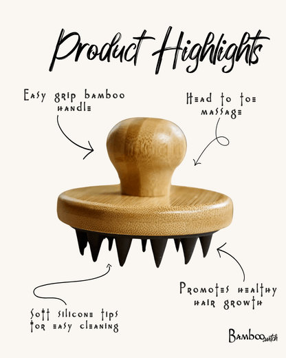 Bamboo & Silicone Scalp Massage Brush - Bamboo Switch