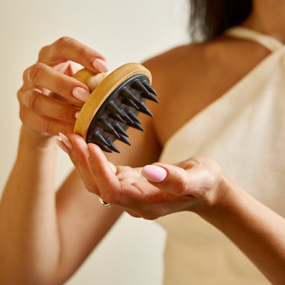 Bamboo & Silicone Scalp Massage Brush - Bamboo Switch
