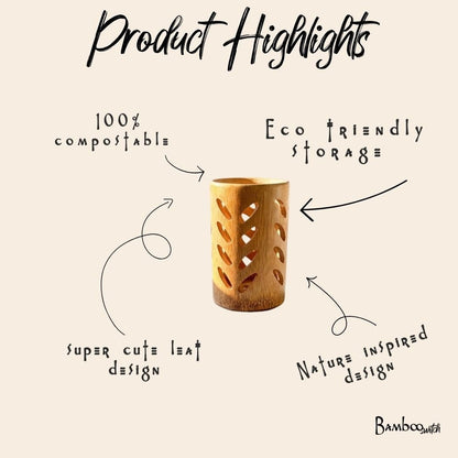 Bamboo Storage Cup | Leaf Design - Bamboo Switch
