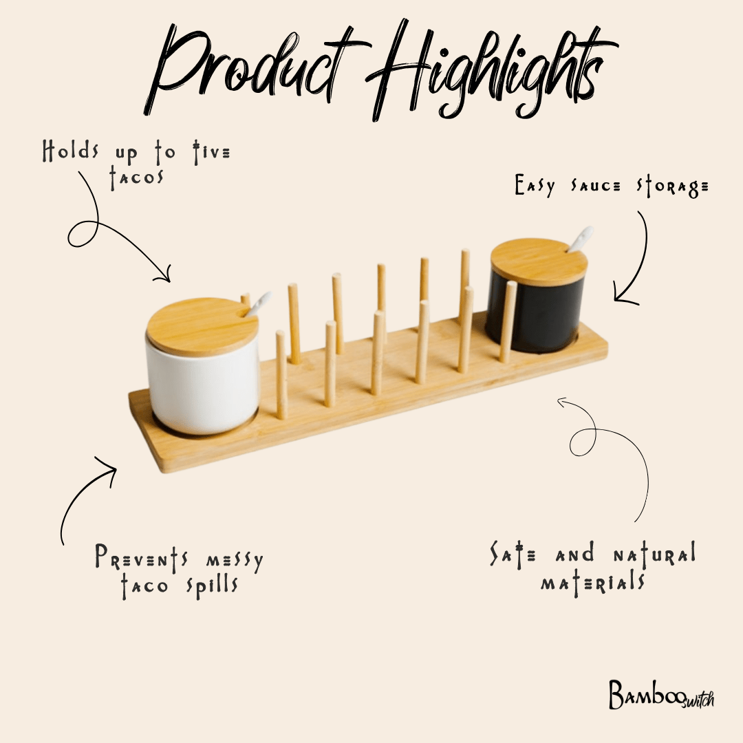 Bamboo Taco Holder Set | Fits 5 Tacos - Bamboo Switch