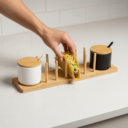 Bamboo Taco Holder Set | Fits 5 Tacos - Bamboo Switch