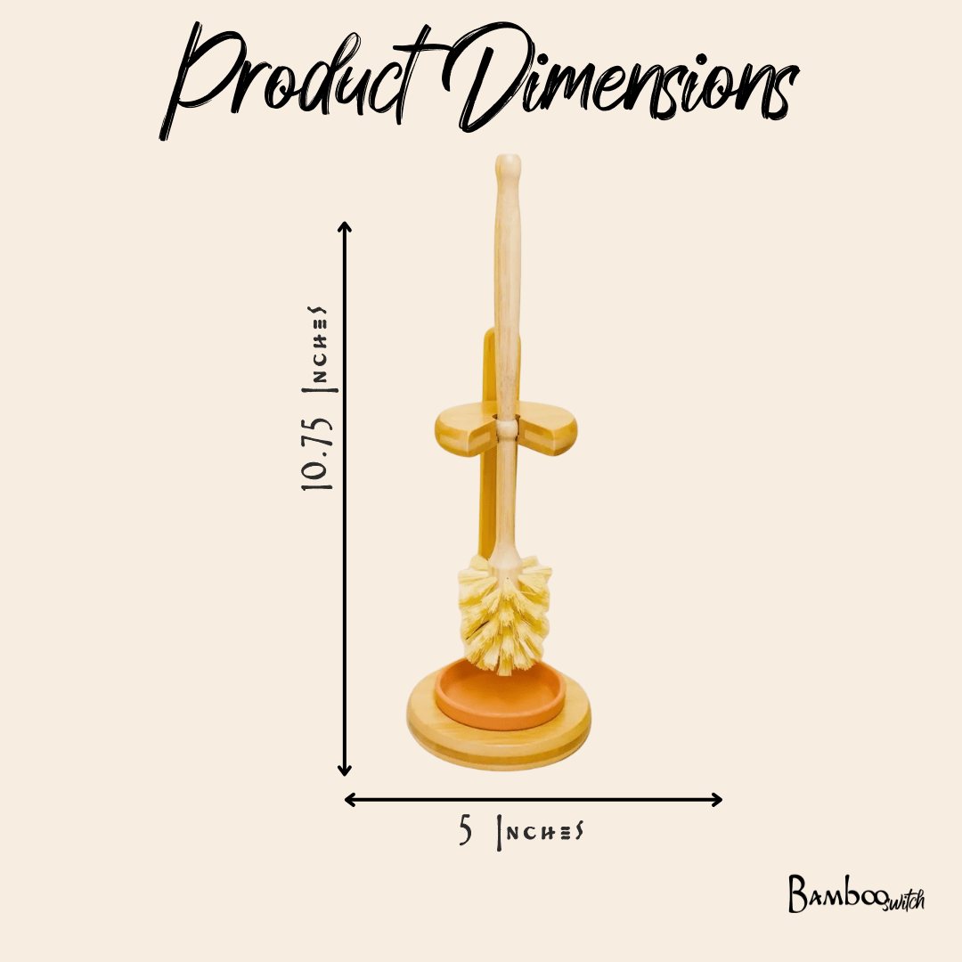 Bamboo Toilet Bowl Cleaning Brush & Stand - Bamboo Switch