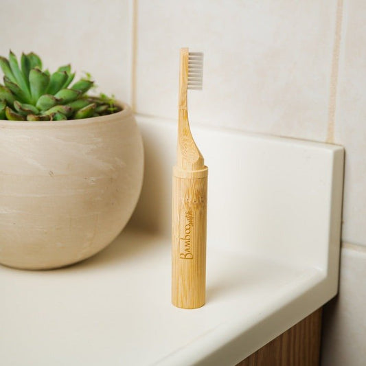 sustainable, zero waste, earth-friendly, plastic-free Bamboo Travel Toothbrush With Natural Bristles - Bamboo Switch