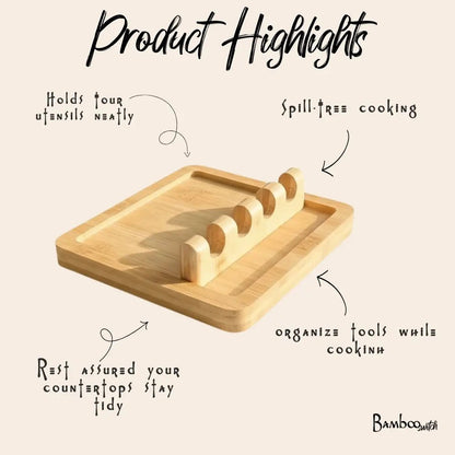 Bamboo Utensil Rest | With Sections - Bamboo Switch