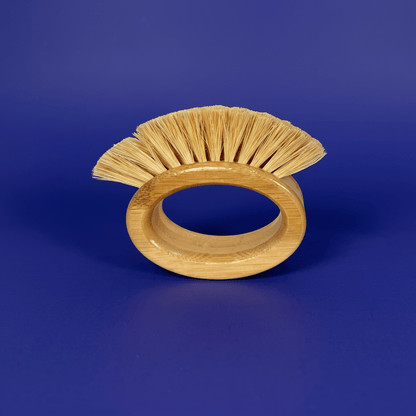 bamboo veggie cleaning brush oval in a contrasting background