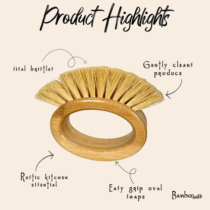 Bamboo Veggie Cleaning Brush | Oval - Bamboo Switch