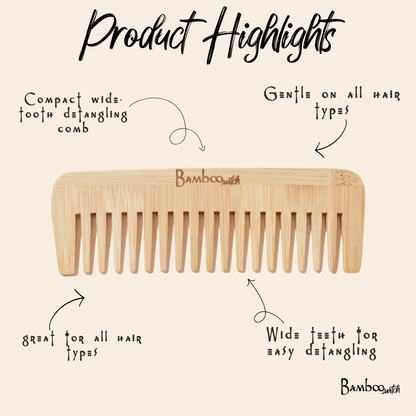 Bamboo Wide Tooth Comb | Compact - Bamboo Switch