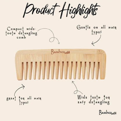 Bamboo Wide Tooth Comb | Pointed Tips - Bamboo Switch