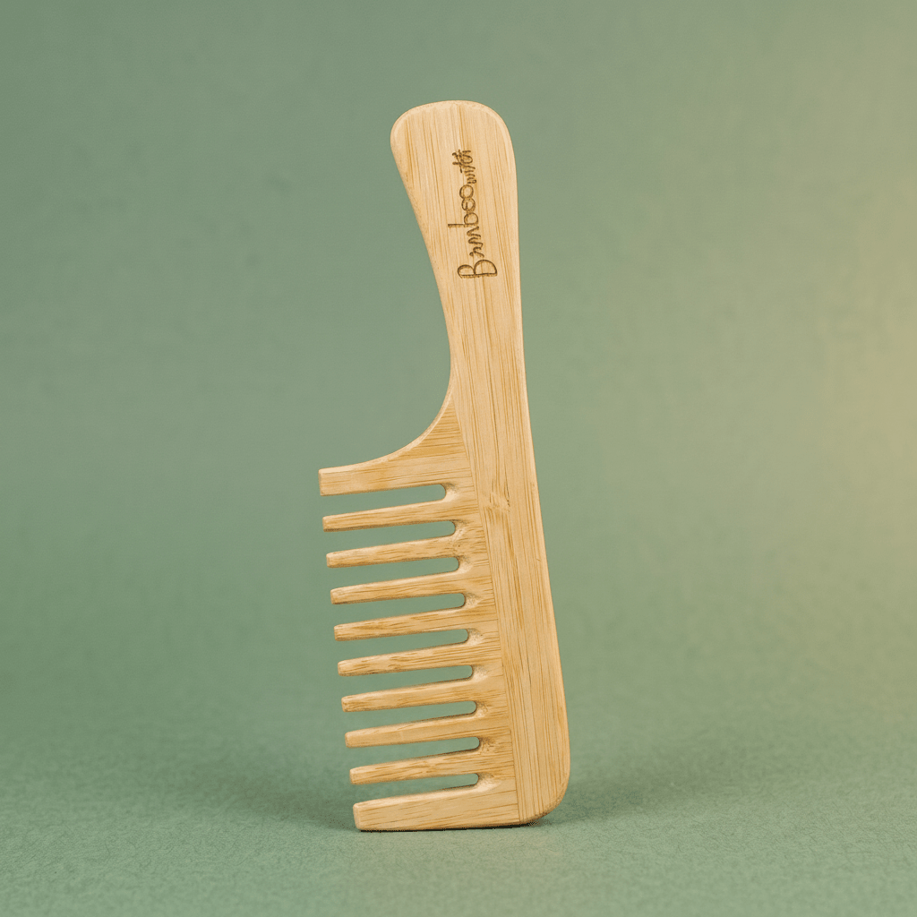 Bamboo Wide Tooth Comb with Handle | Flat Tips - Bamboo Switch