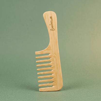 Bamboo Wide Tooth Comb with Handle | Flat Tips - Bamboo Switch