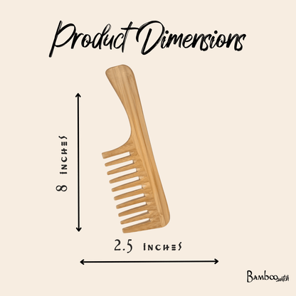 Bamboo Wide Tooth Comb with Handle | Flat Tips - Bamboo Switch