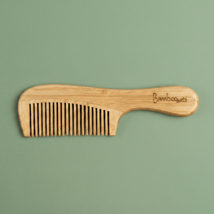 Bamboo Wide Tooth Comb with Handle | Pointed Tips - Bamboo Switch