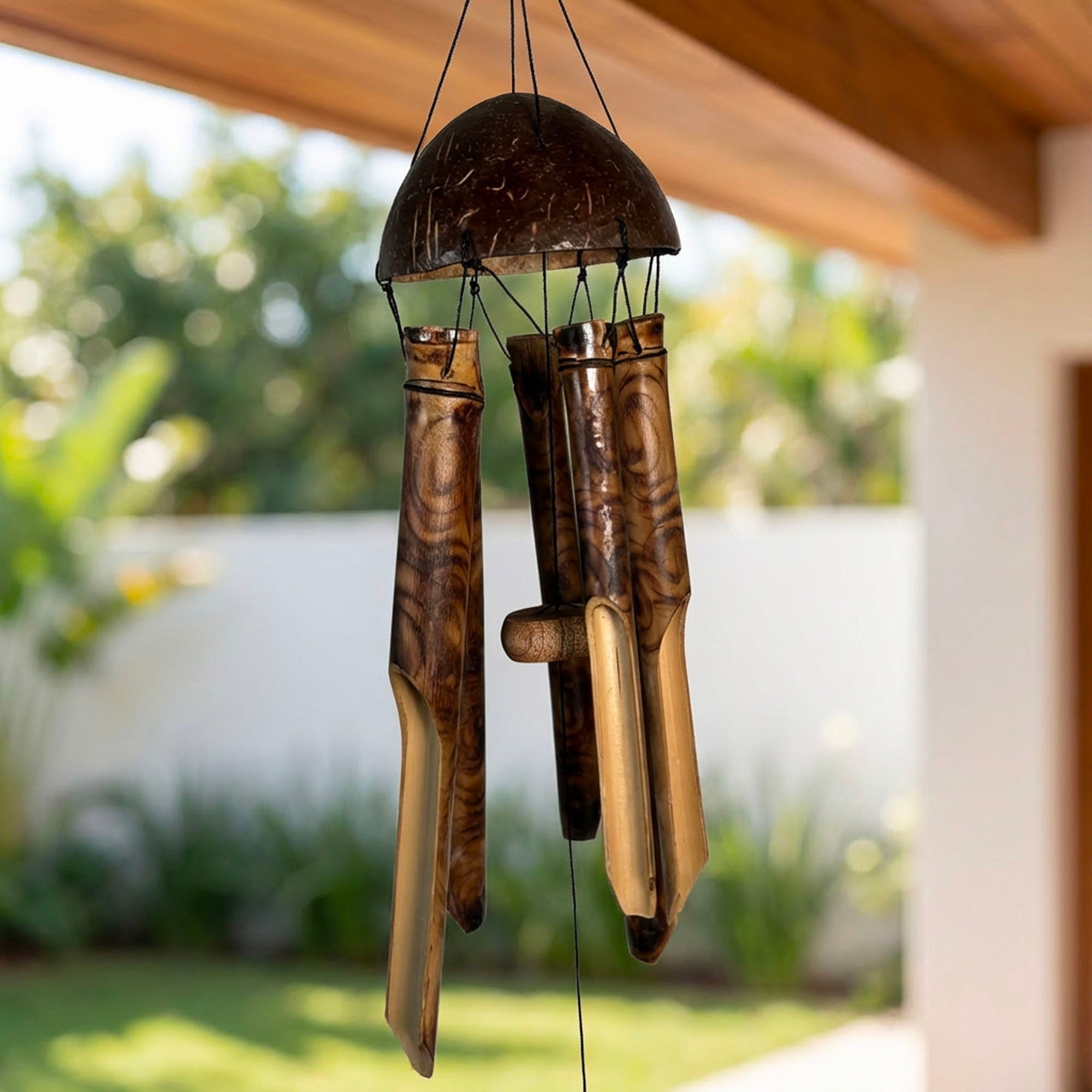 Bamboo Wind Chime - Half Shell Coconut - Bamboo Switch