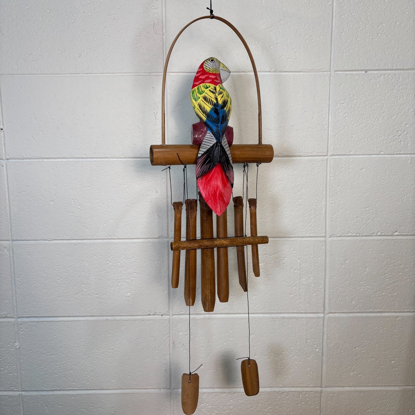 sustainable, zero waste, earth - friendly, plastic - free Bamboo Wind Chime - Red Parrot - Bamboo Switch
