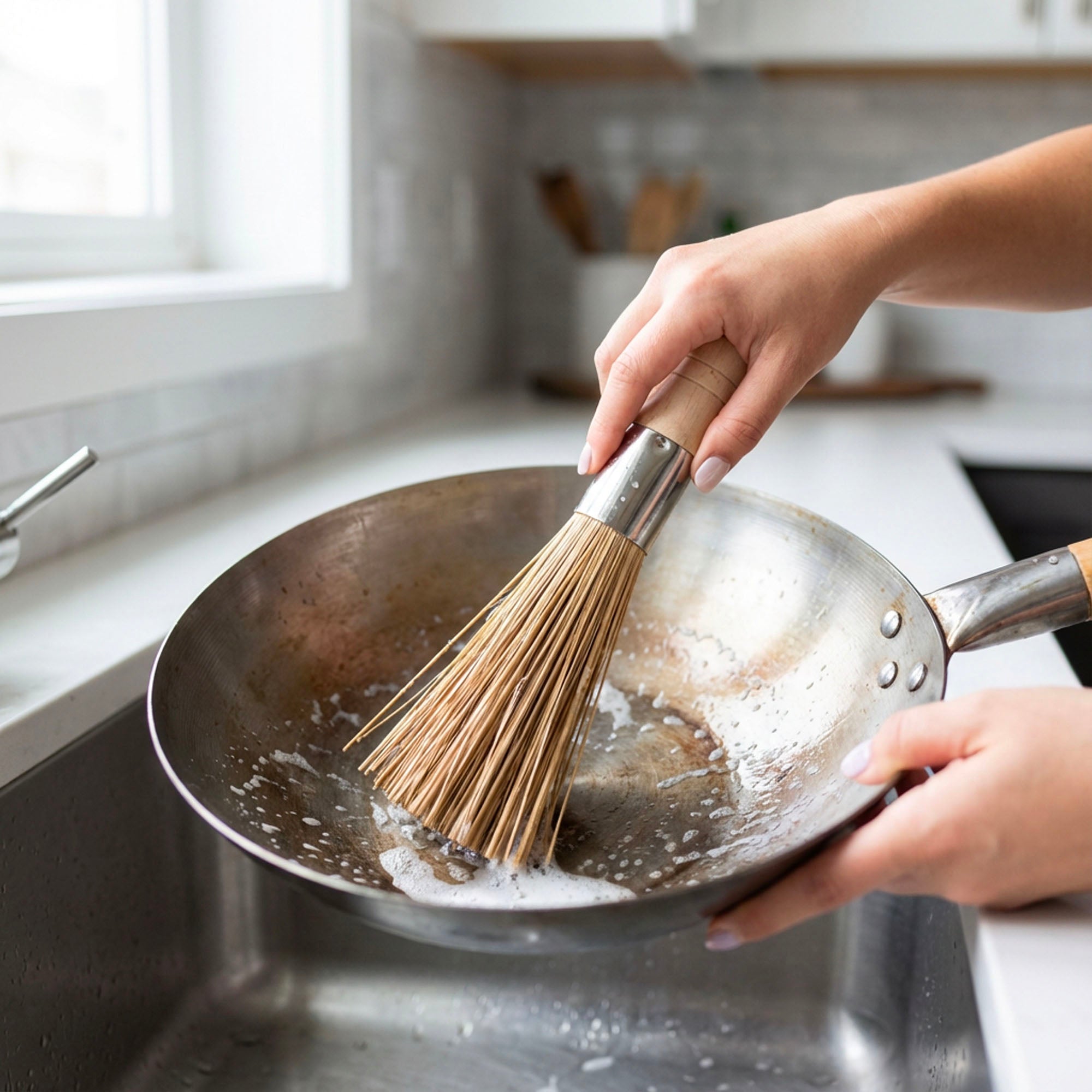 Bamboo Switch Wok Cleaning Brush - Thumbnail 4