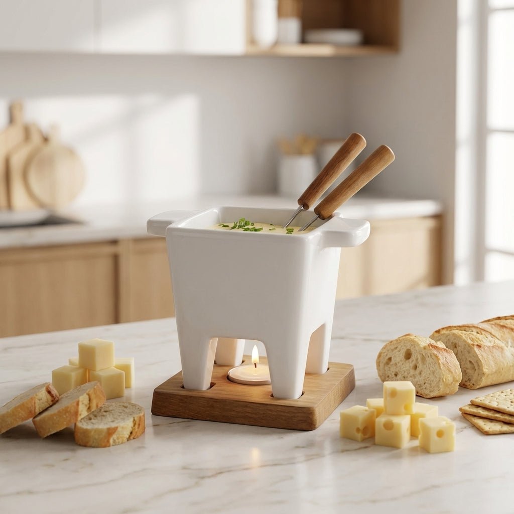 Ceramic Cheese Fondue Pot - Bamboo Switch