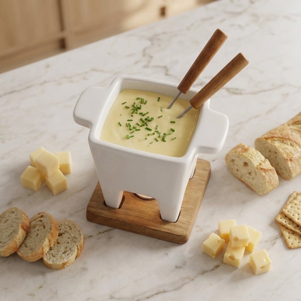 Ceramic Cheese Fondue Pot - Bamboo Switch
