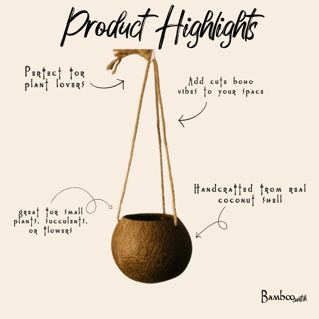 Coconut Planter with Jute Twine - Bamboo Switch
