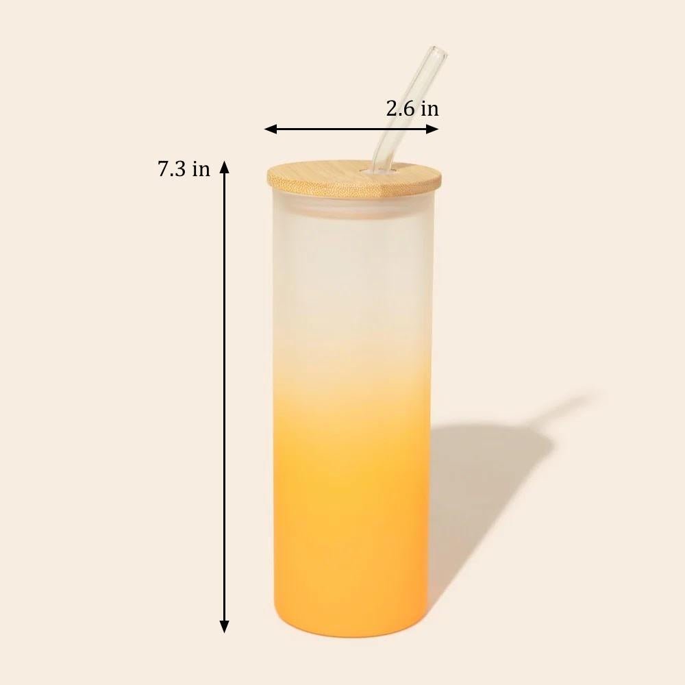 Colored Tall Glass Cup with Glass Straw - Bamboo Switch