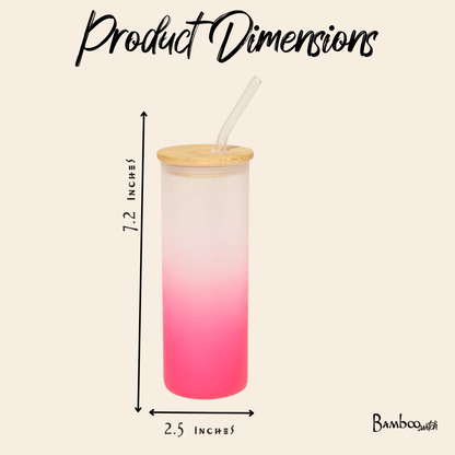 Colored Tall Glass Cup with Glass Straw - Bamboo Switch