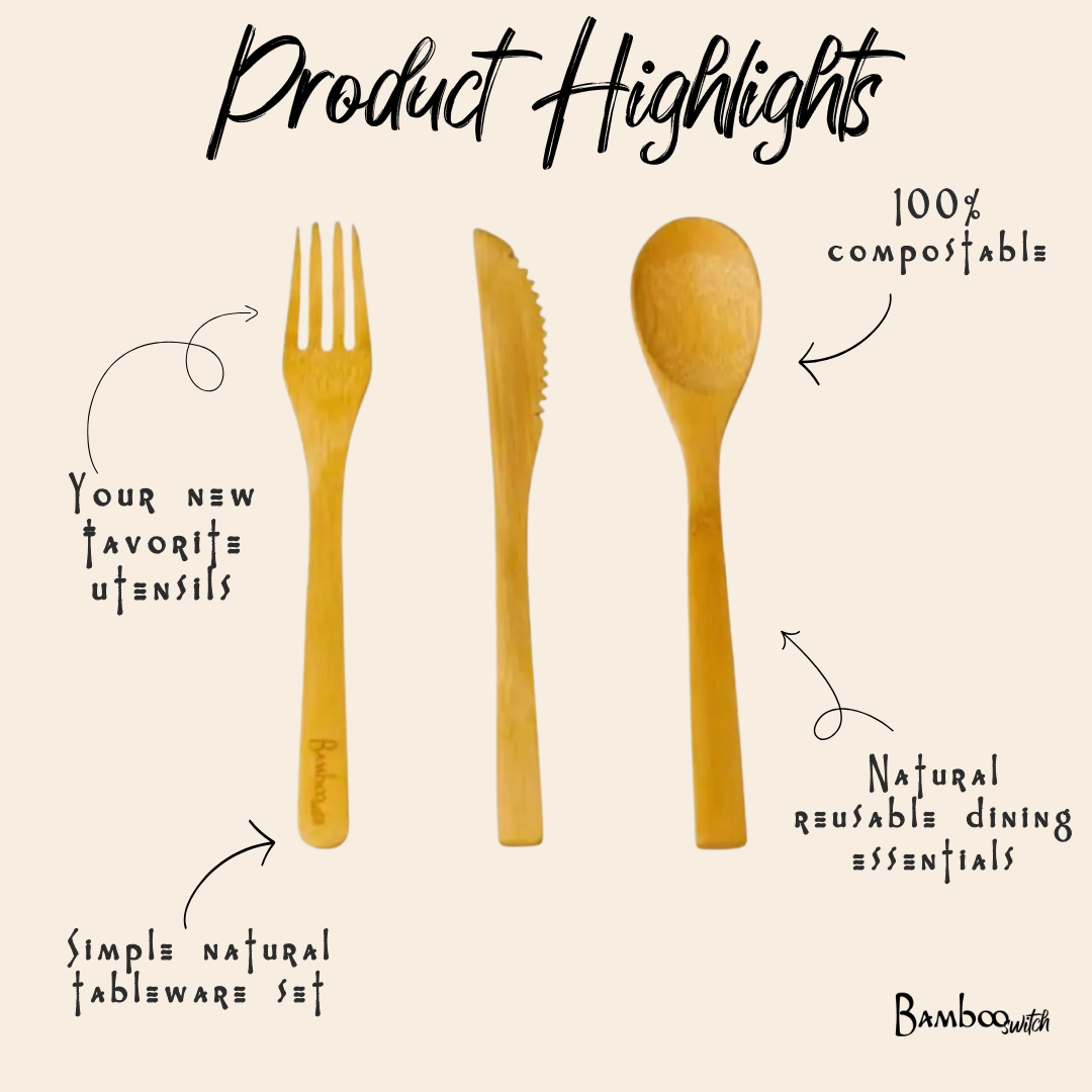 Bamboo Utensil — Fork, Knife, or Spoon
