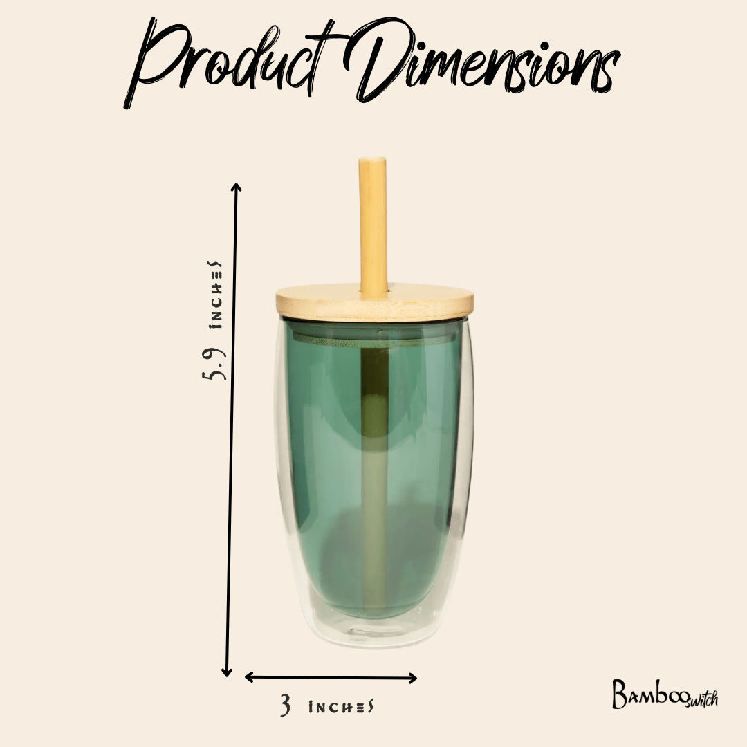 Double - Glass Cup With Bamboo Straw - Bamboo Switch