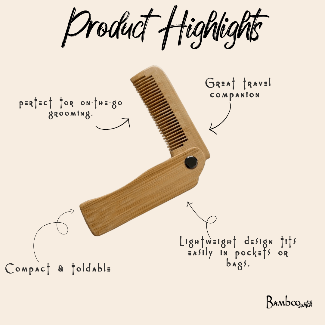 Foldable Bamboo Hair Comb - Bamboo Switch