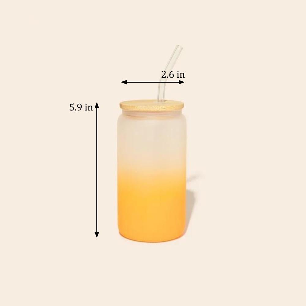 Glass Can Tumbler with Glass Straw - Bamboo Switch