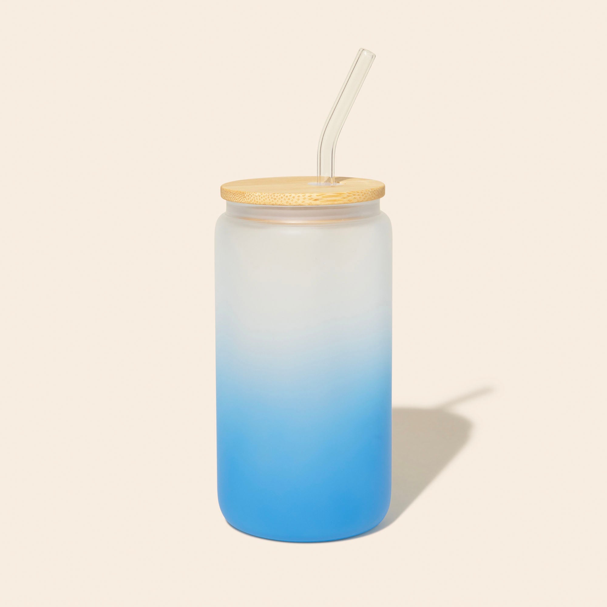 Glass Can Tumbler with Glass Straw - Bamboo Switch
