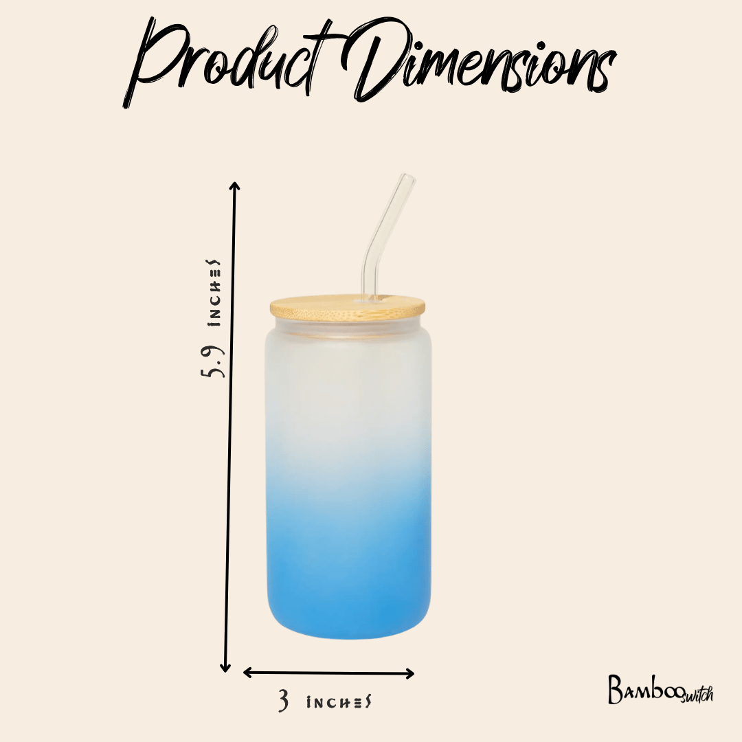 Glass Can Tumbler with Glass Straw - Bamboo Switch