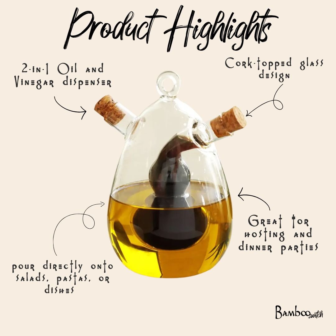 Glass Oil and Vinegar Cruet - Bamboo Switch