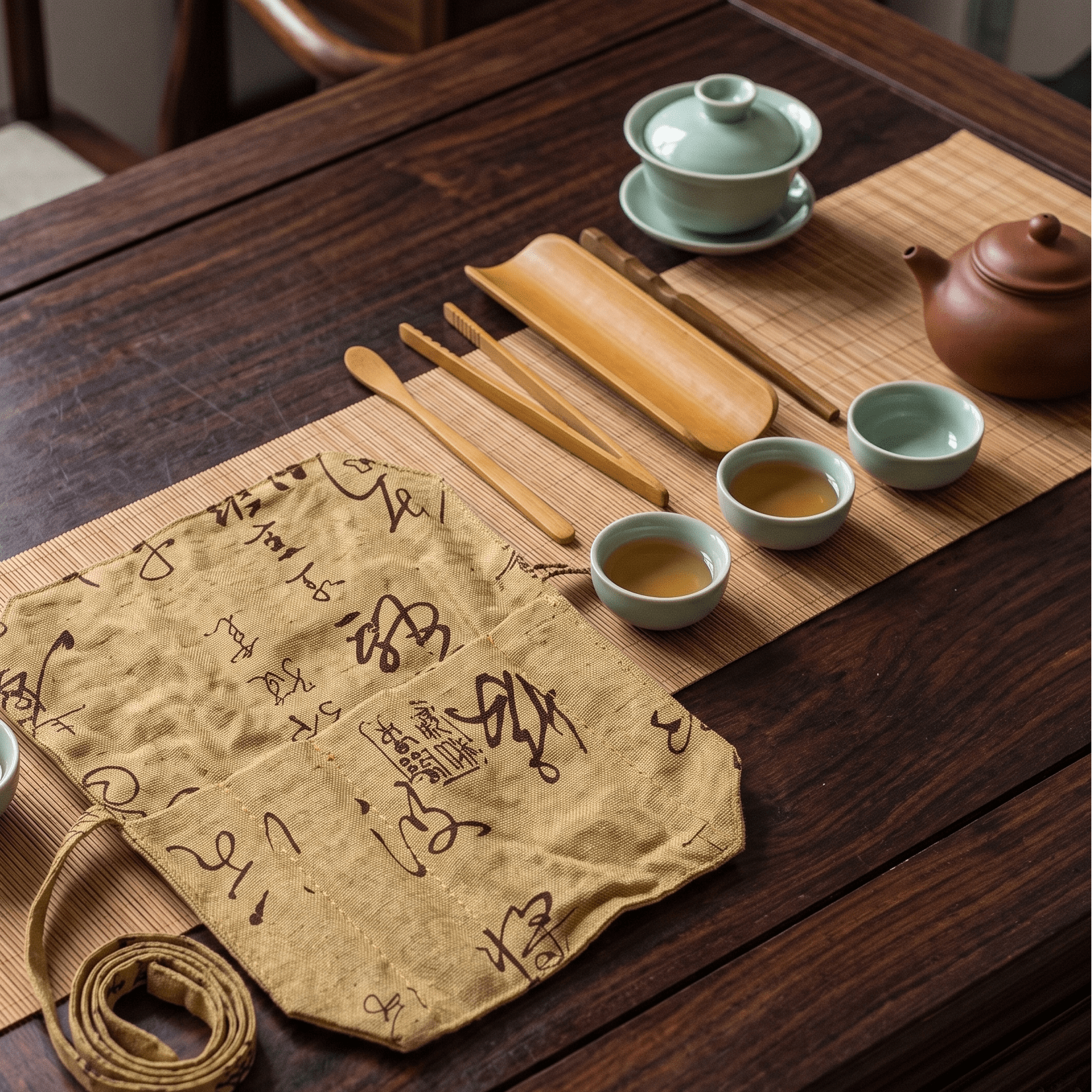 Gongfu Bamboo Tea Tools With Pouch - Bamboo Switch