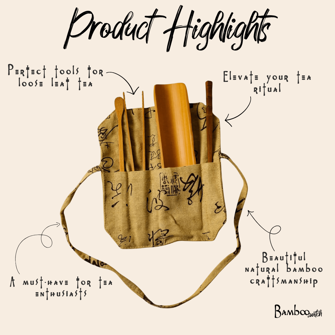 Gongfu Bamboo Tea Tools With Pouch - Bamboo Switch
