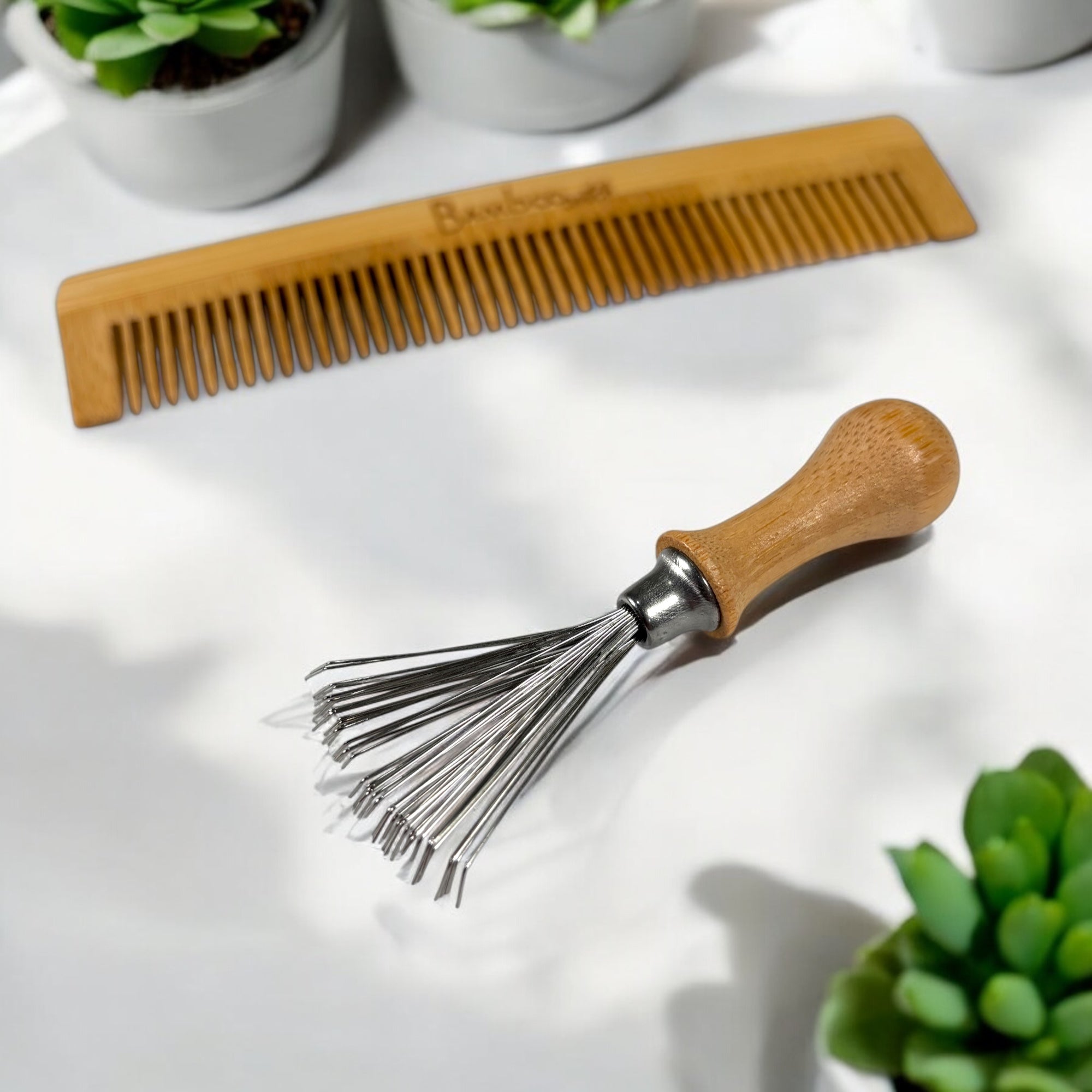 Hairbrush & Comb Cleaning Tool - Bamboo Switch