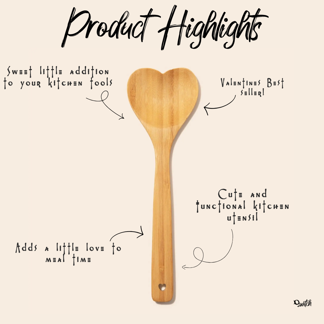 Bamboo Utensil Spoon | Heart Shaped